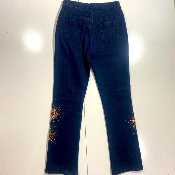 DG2 By Diane Gilman Vintage Y2K Retro High Rise Flare Bling Stud Jeweled Jean 14 - Picture 4 of 14